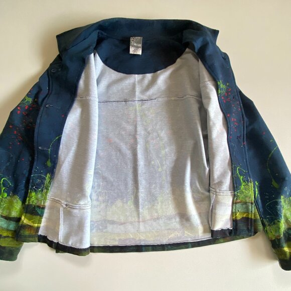 Simply Art Dolcezza Blue Green Fall Button Up Jacket S M - Picture 5 of 13